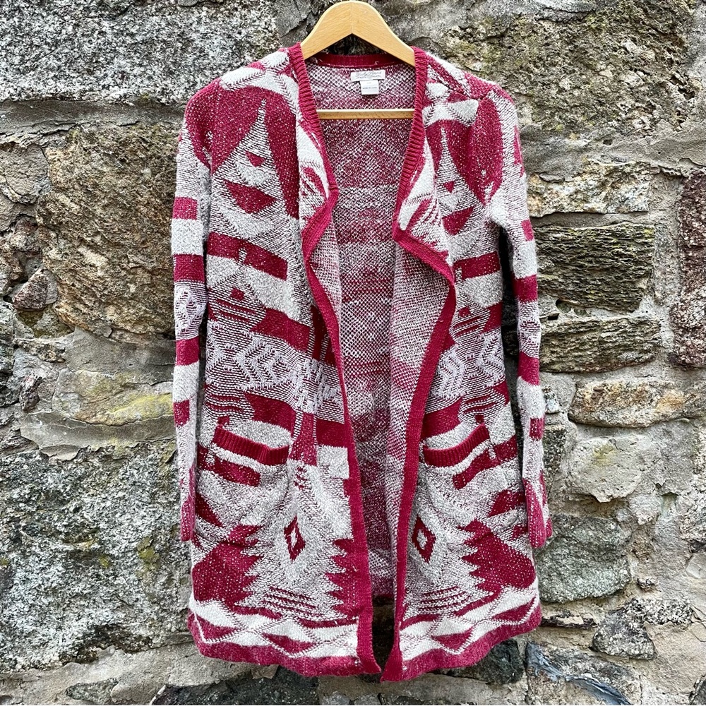 Lucky Brand Wool Blend Southwestern Print Cardigan Size XS